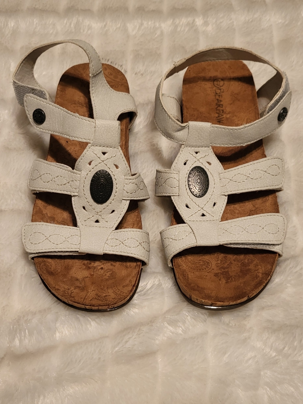 BearPaw White Multi-Strap Decorative Sandals